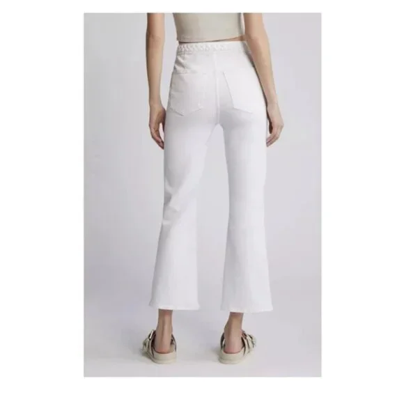 NEW FRAME DENIM Braid Waistband Le Crop Mini Boot Cut Jeans Size 28 - Picture 2 of 7